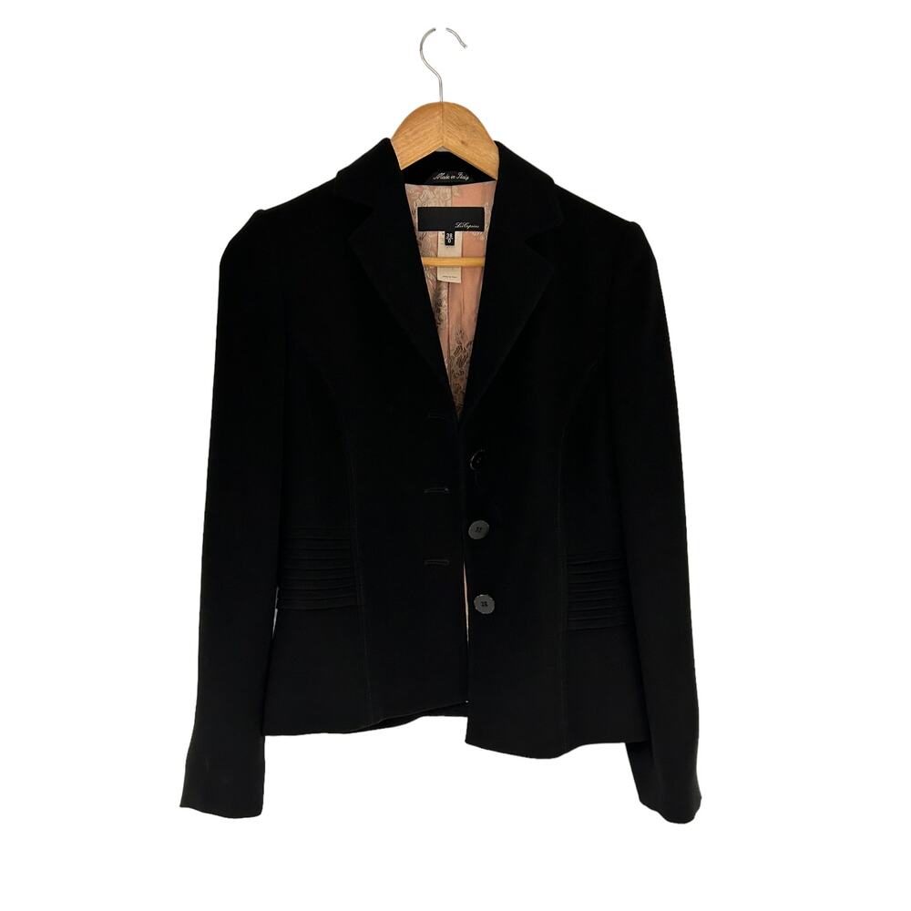 Les Copains Black Button Front Blazer Jacket Women Size 38‎ Made in Italy